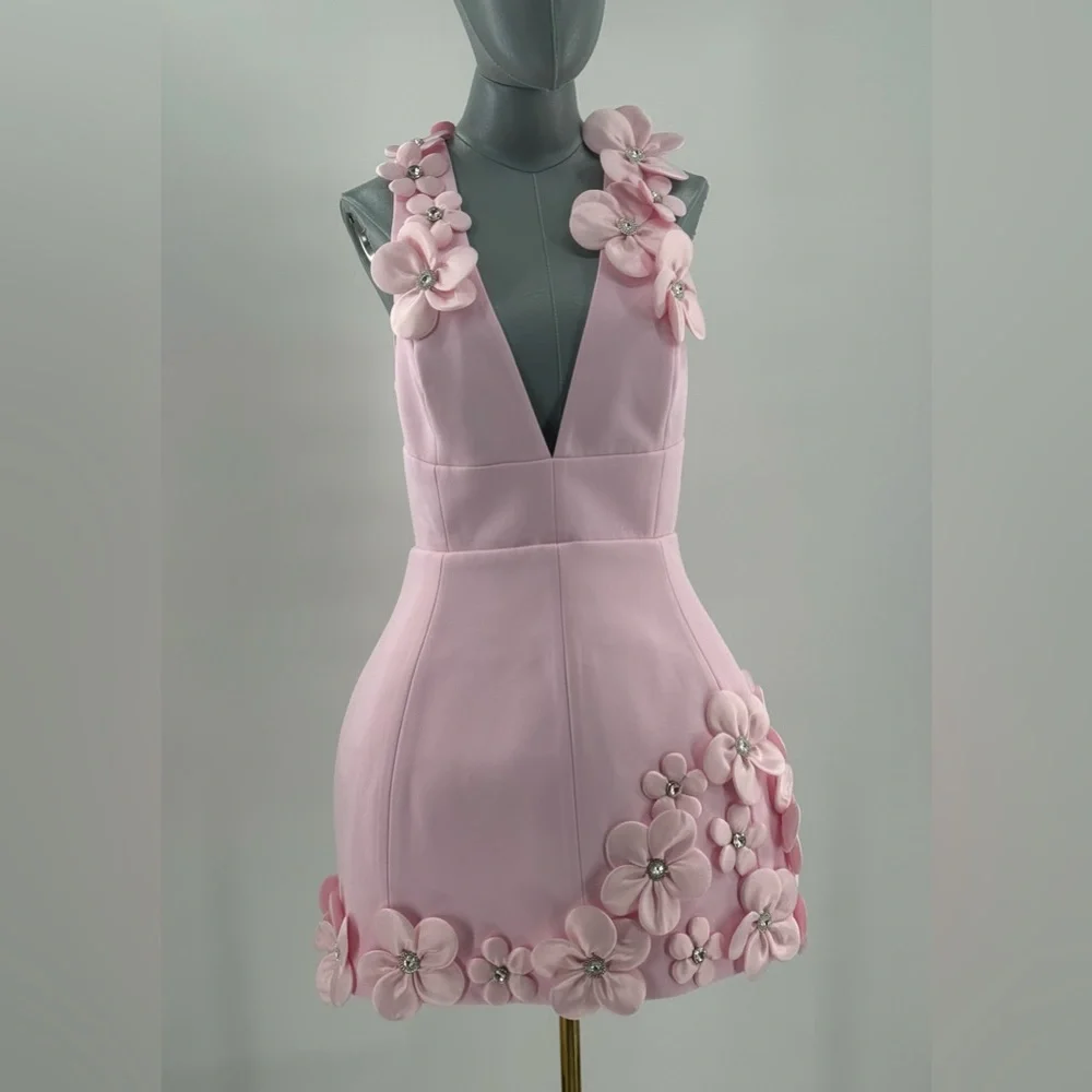 🆕 BRONX & BANCO 🧿 NWOT Estelle Floral Mini Dress, Blush Pink - Sz M US 6 - Picture 5 of 17